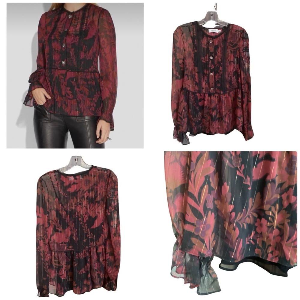 🚨Sale🚨! NWT COACH Sheer Blouse Top w/Built In Tank Size 4